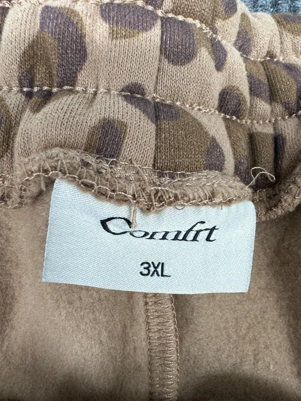 Comfrt Women’s Tan Leopard Print Pants - Picture 3 of 5